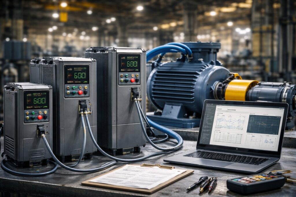 Industrial AC drives in factory setting